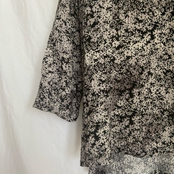 Pure Jill Stretch Cotton Black & Gray Floral Boxy 3/4 Sleeve Top Size Medium - Picture 10 of 10